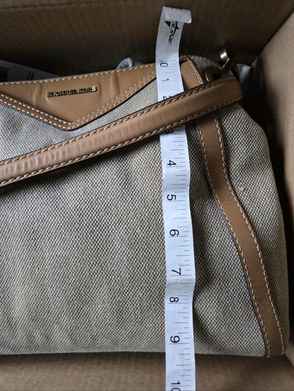 NWT MICHAEL KORS NATURAL COLORS LEATHER/TEXTILE LARGE POCKETS SHOULDER TOTE - Picture 14 of 15
